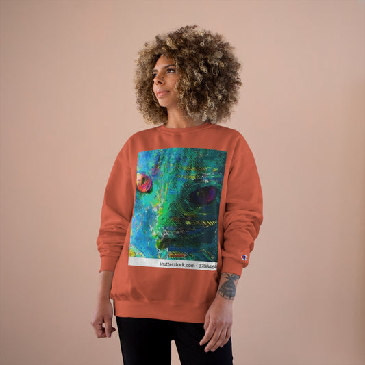 Vibrant Artistic Champion Sweatshirt with Eye Design