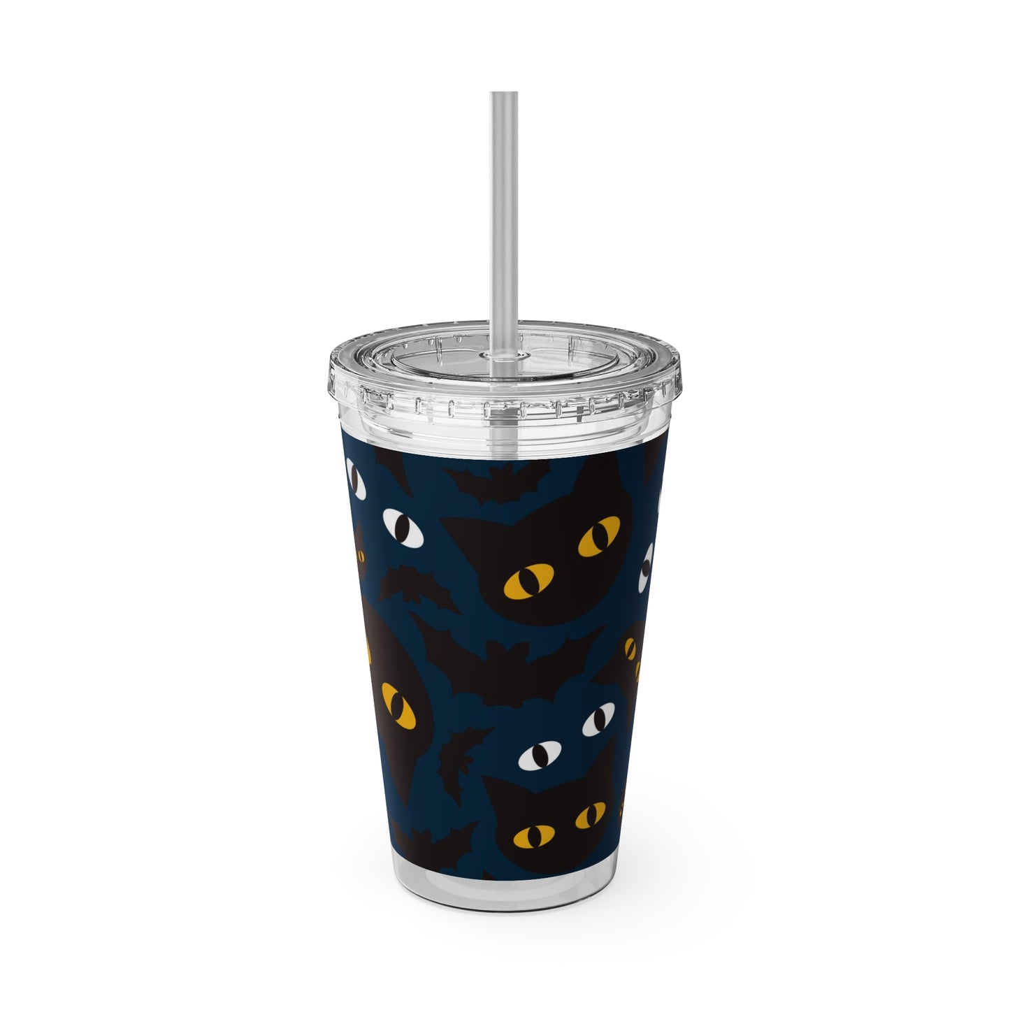 Sunsplash Cat Tumbler with Straw – 16oz Halloween Travel Cup