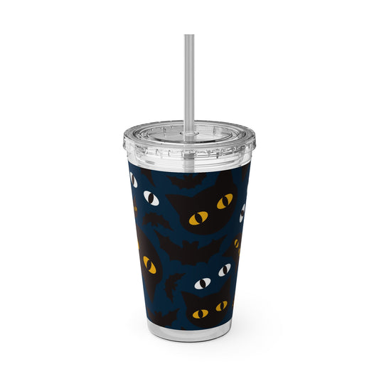 Sunsplash Cat Tumbler with Straw – 16oz Halloween Travel Cup