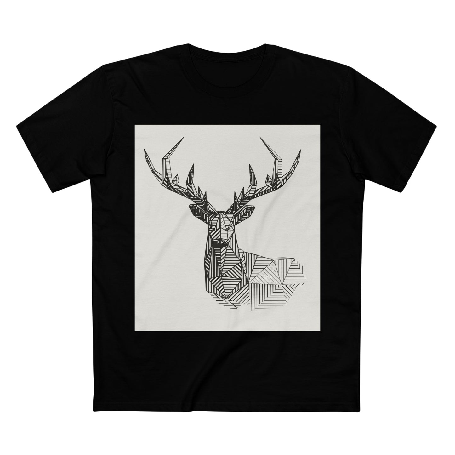Geometric Deer & Spider Web Adult Staple Tee - Nature-Inspired Graphic T-Shirt for Outdoor Enthusiasts