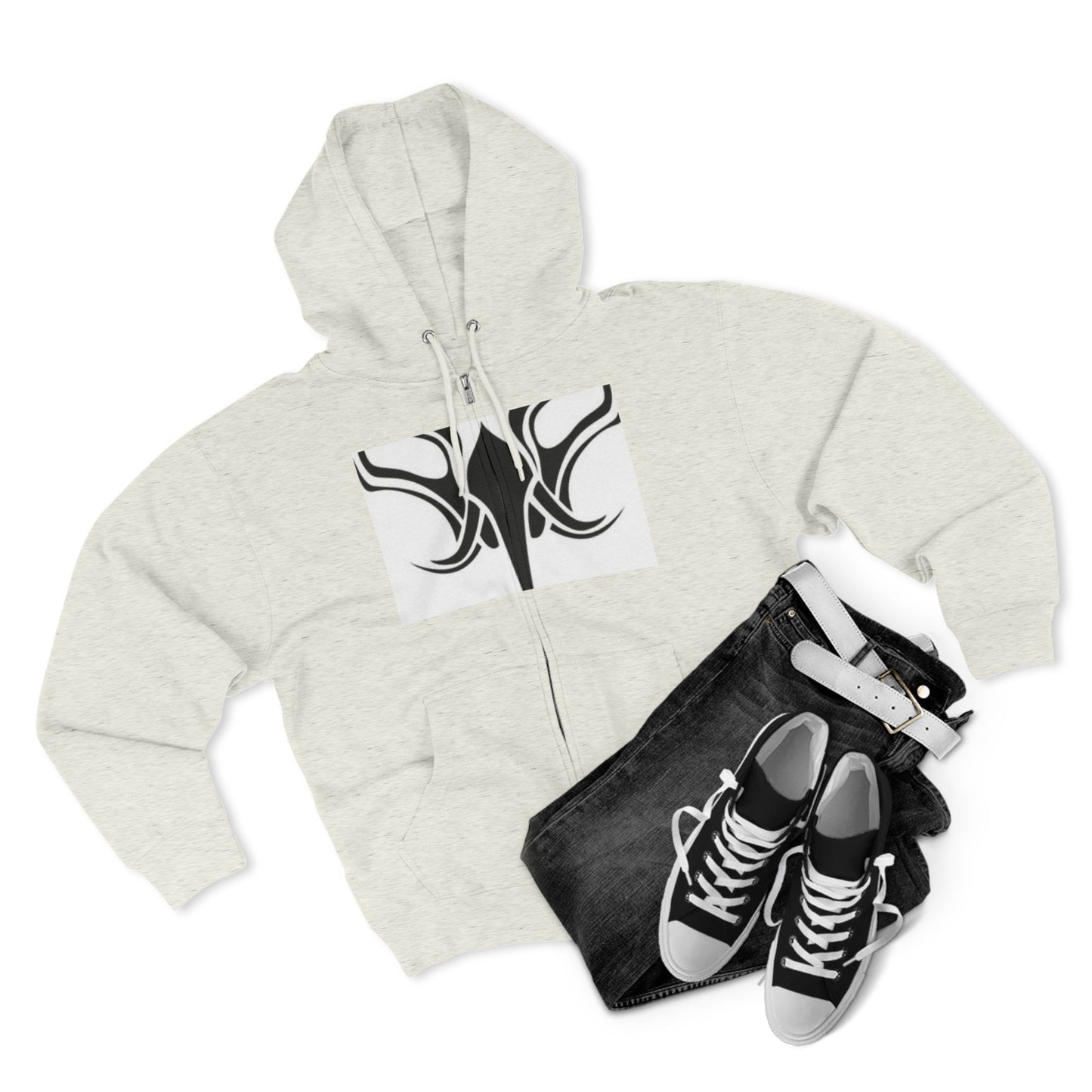 Tribal Design Unisex Zip Hoodie - Stylish & Versatile Outdoor Wear