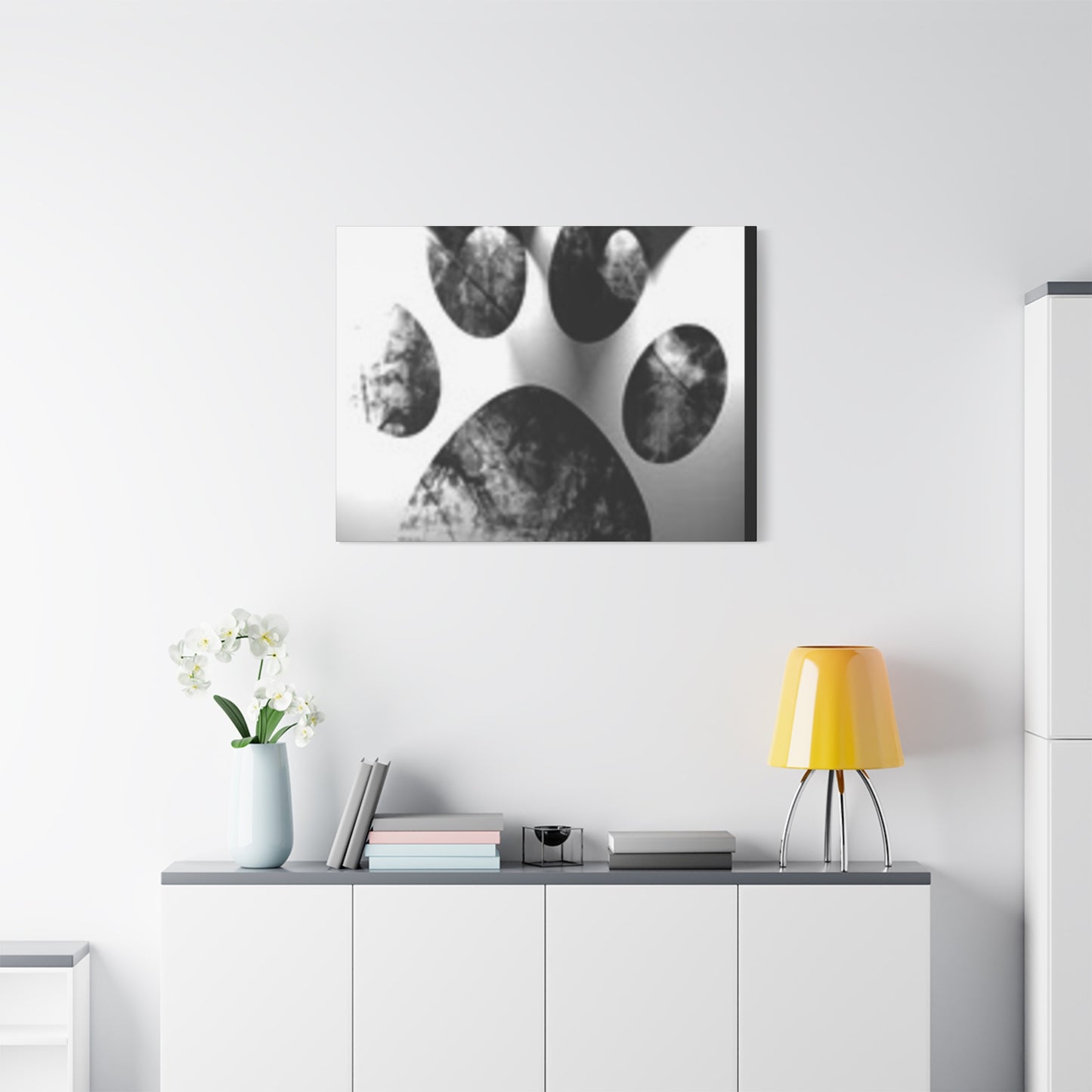 Black Paw Print Canvas Art - Modern Animal Decor for Pet Lovers