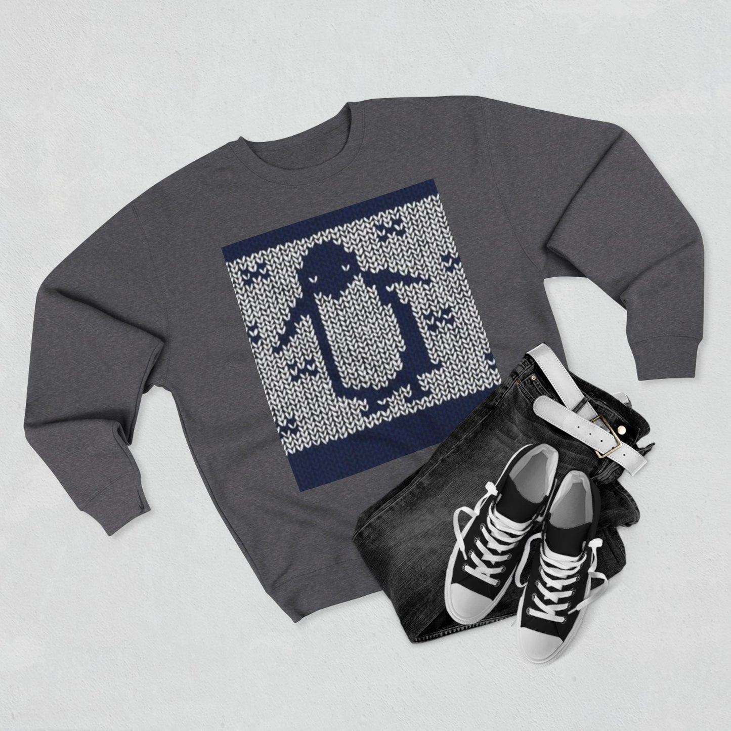 Cozy Penguin Knit Design Unisex Crewneck Sweatshirt