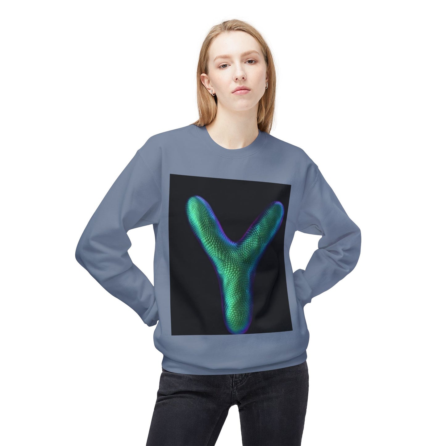 Unisex Y Graphic Fleece Crewneck Sweatshirt - Cozy Modern Style