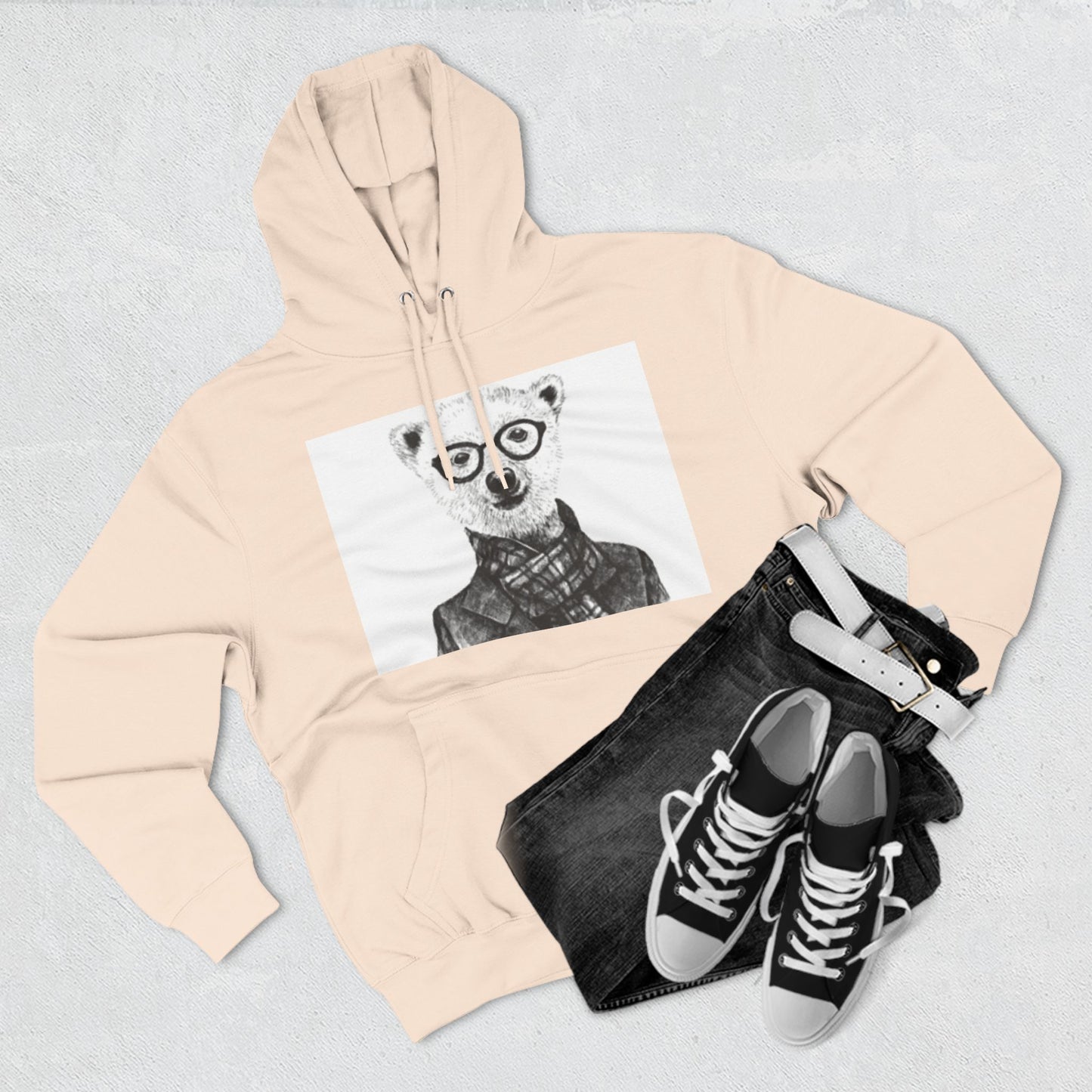 Cute Polar Bear Hoodie - Cozy Fleece with Glasses Design