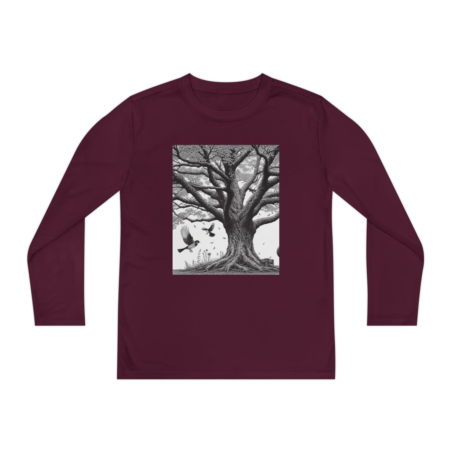 Youth Long Sleeve Tree Graphic Tee - Nature Inspired Design