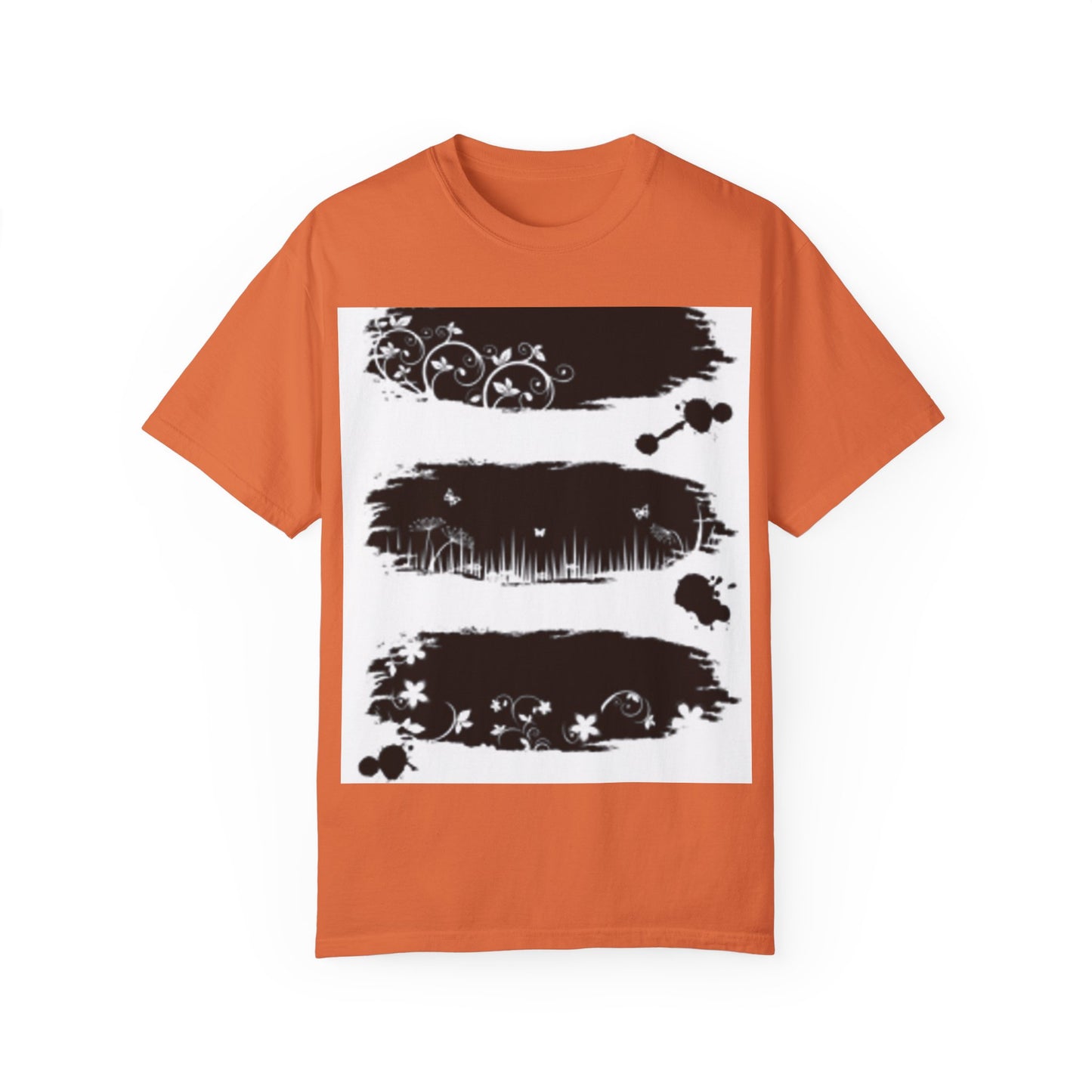 Artistic Unisex Garment-Dyed T-Shirt with Floral Design