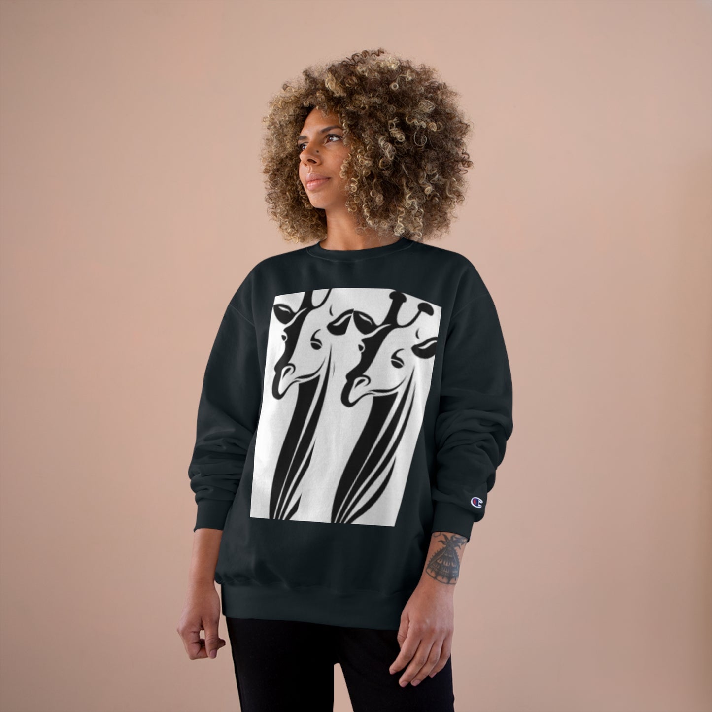 Giraffe Lovers Champion Sweatshirt - Cozy Wildlife Apparel