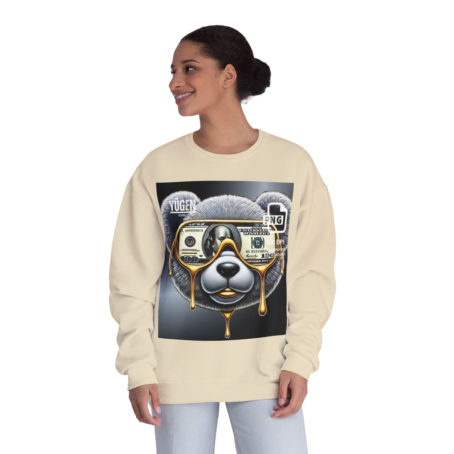 Yūgen Bear Drip Unisex Crewneck Sweatshirt - Cozy Streetwear
