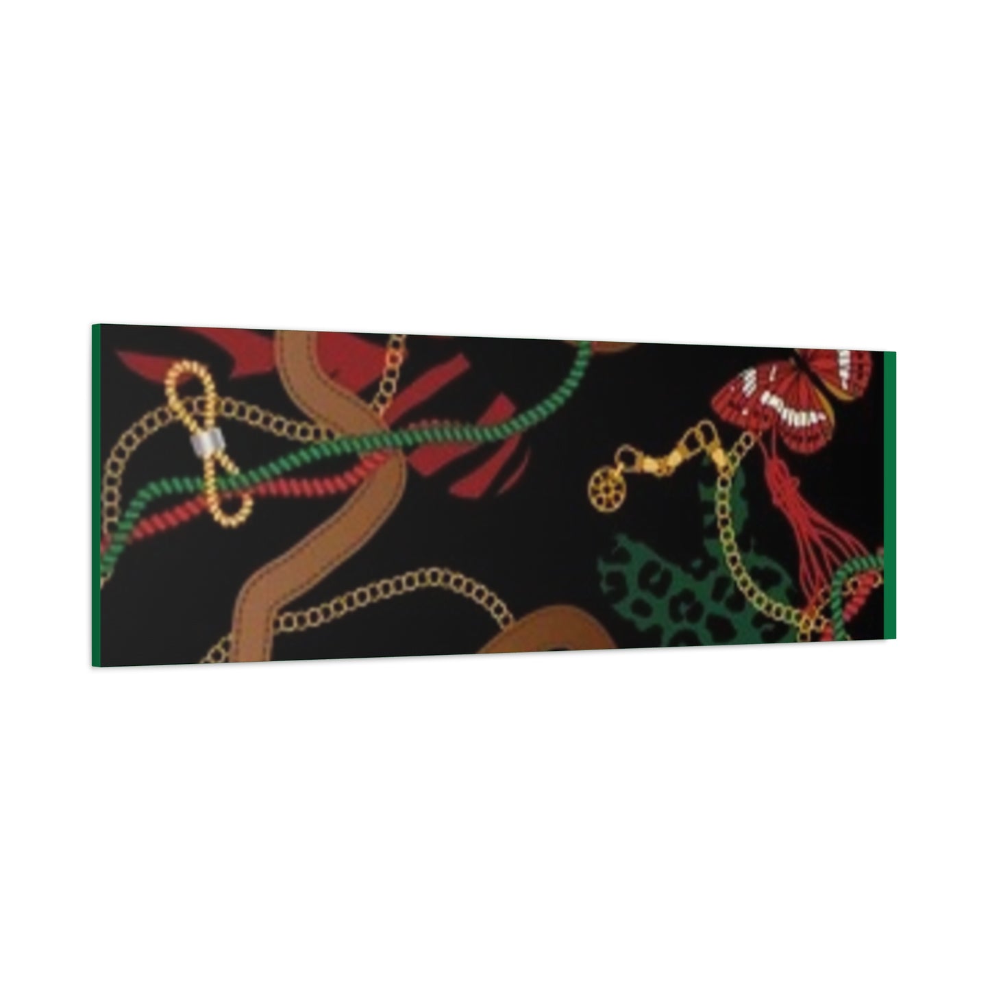 Elegant Matte Canvas Wall Art - Unique Mixed Pattern with Butterflies & Chains