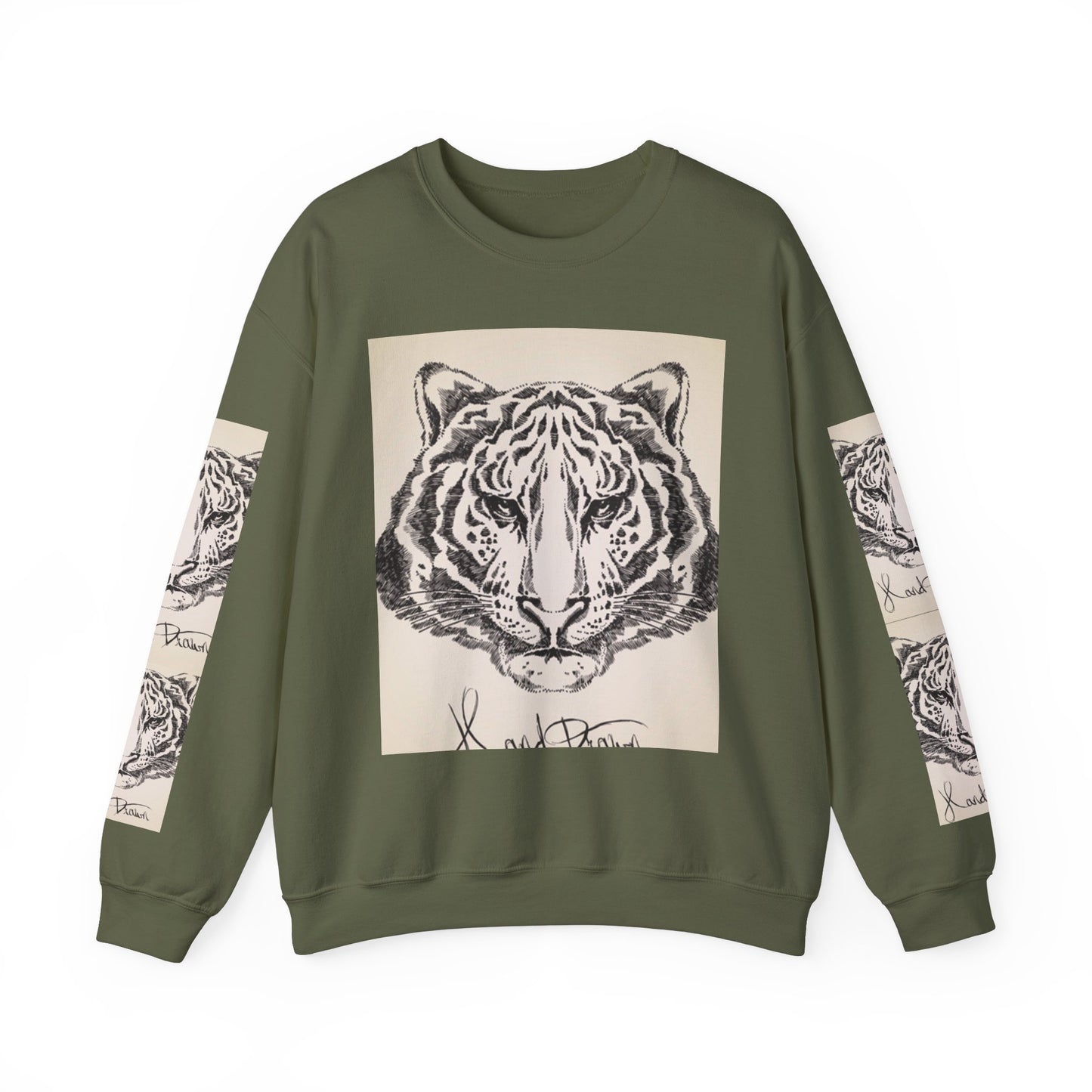 Artistic Tiger Print Crewneck Sweatshirt – Unisex Heavy Blend