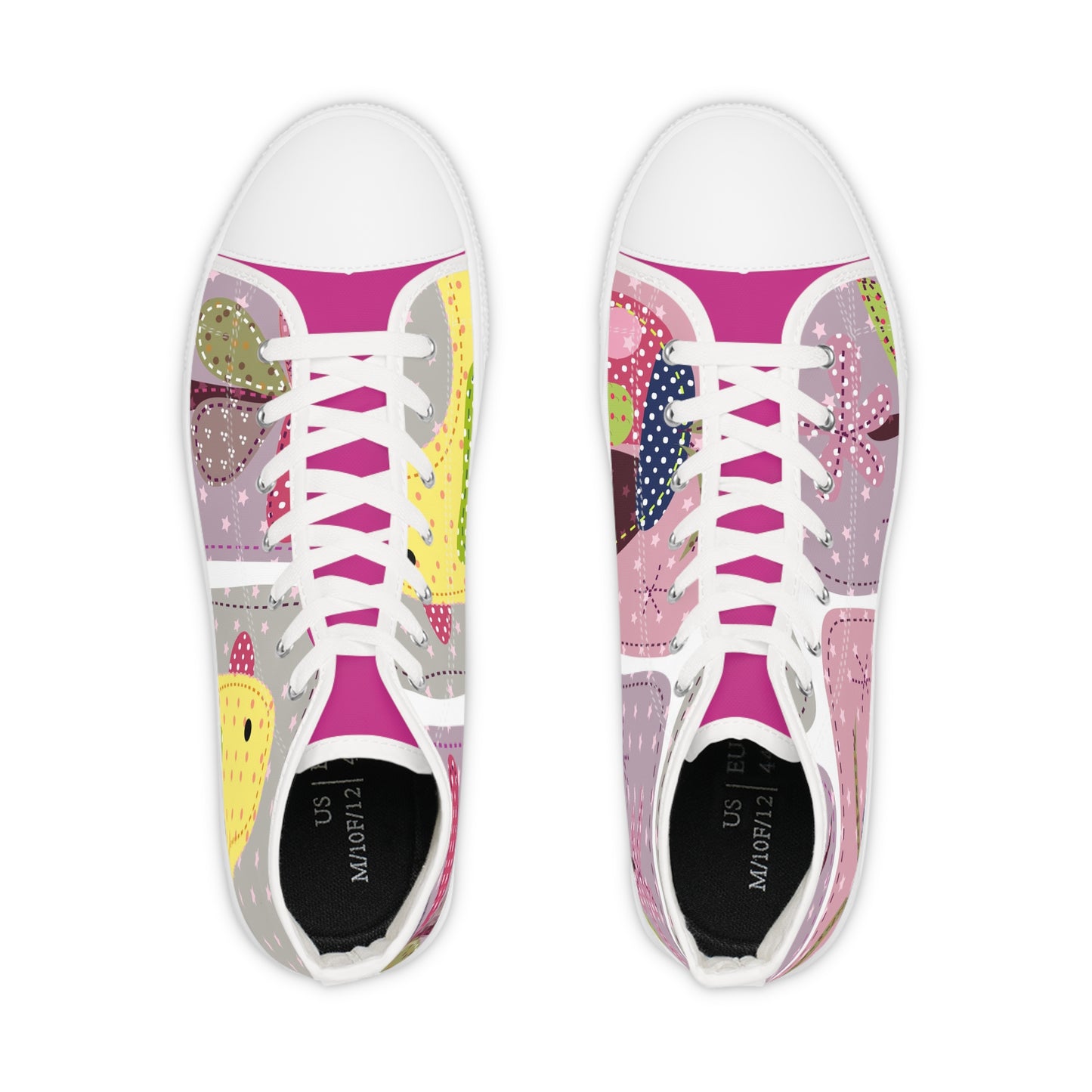 Men's High Top Sneakers - Vibrant Pink Fish Design