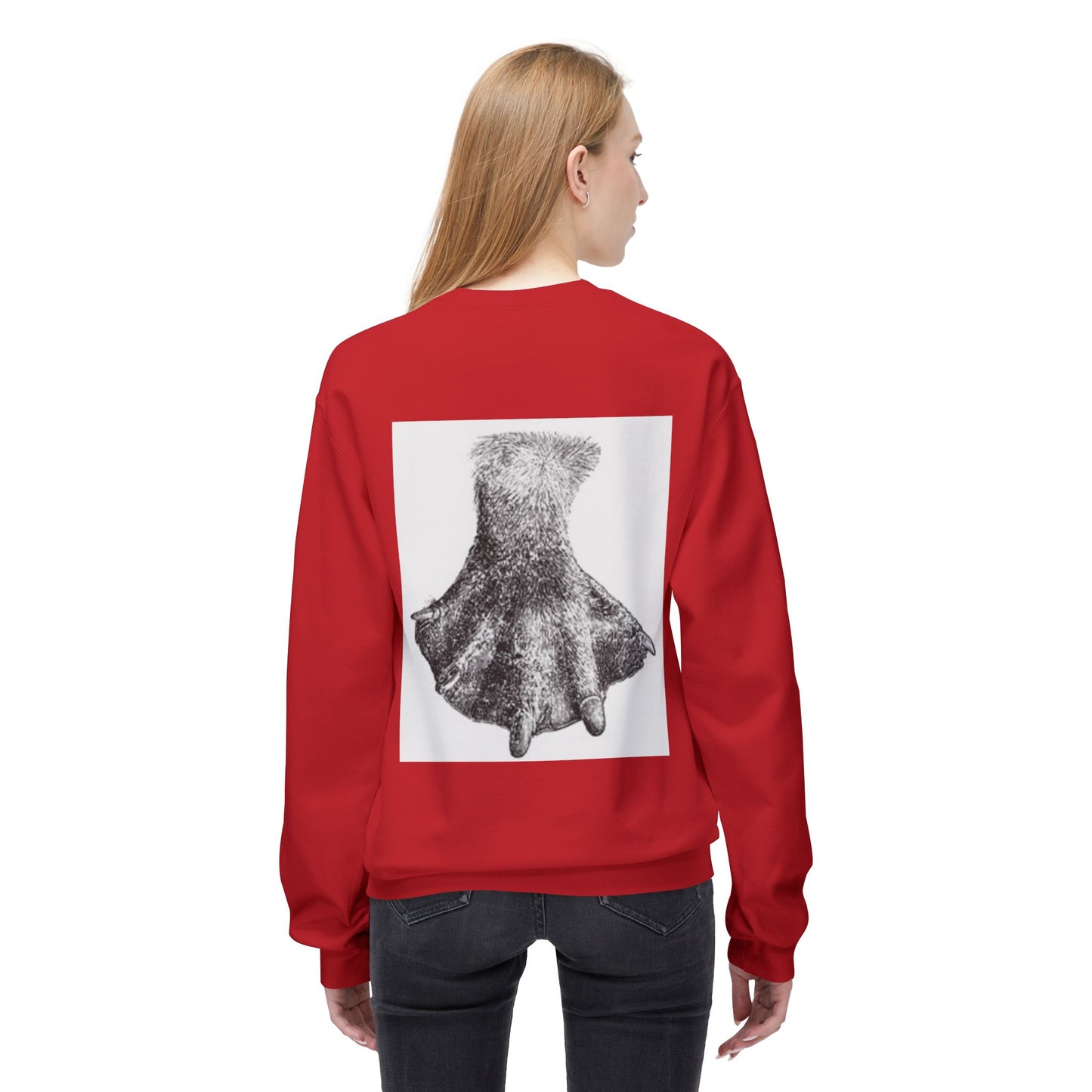 Artistic Fleece Crewneck Sweatshirt with Unique Dress Design