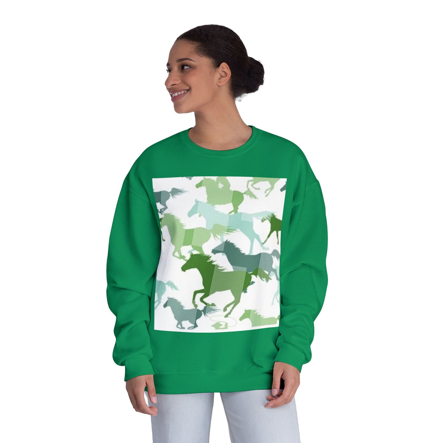 Equestrian Spirit Unisex Crewneck Sweatshirt - Green Horse Design