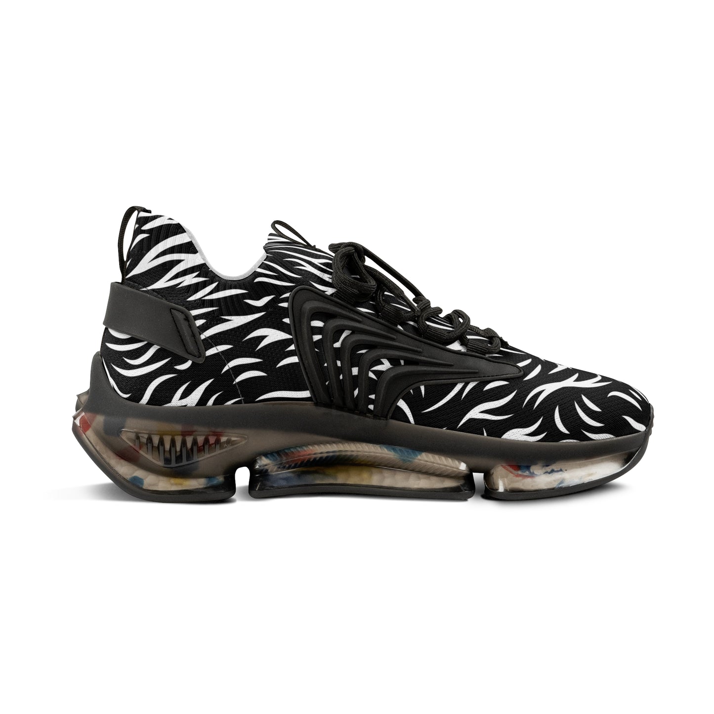 Stylish Black and White Mesh Sneakers for Men - Trendy Athletic Footwear