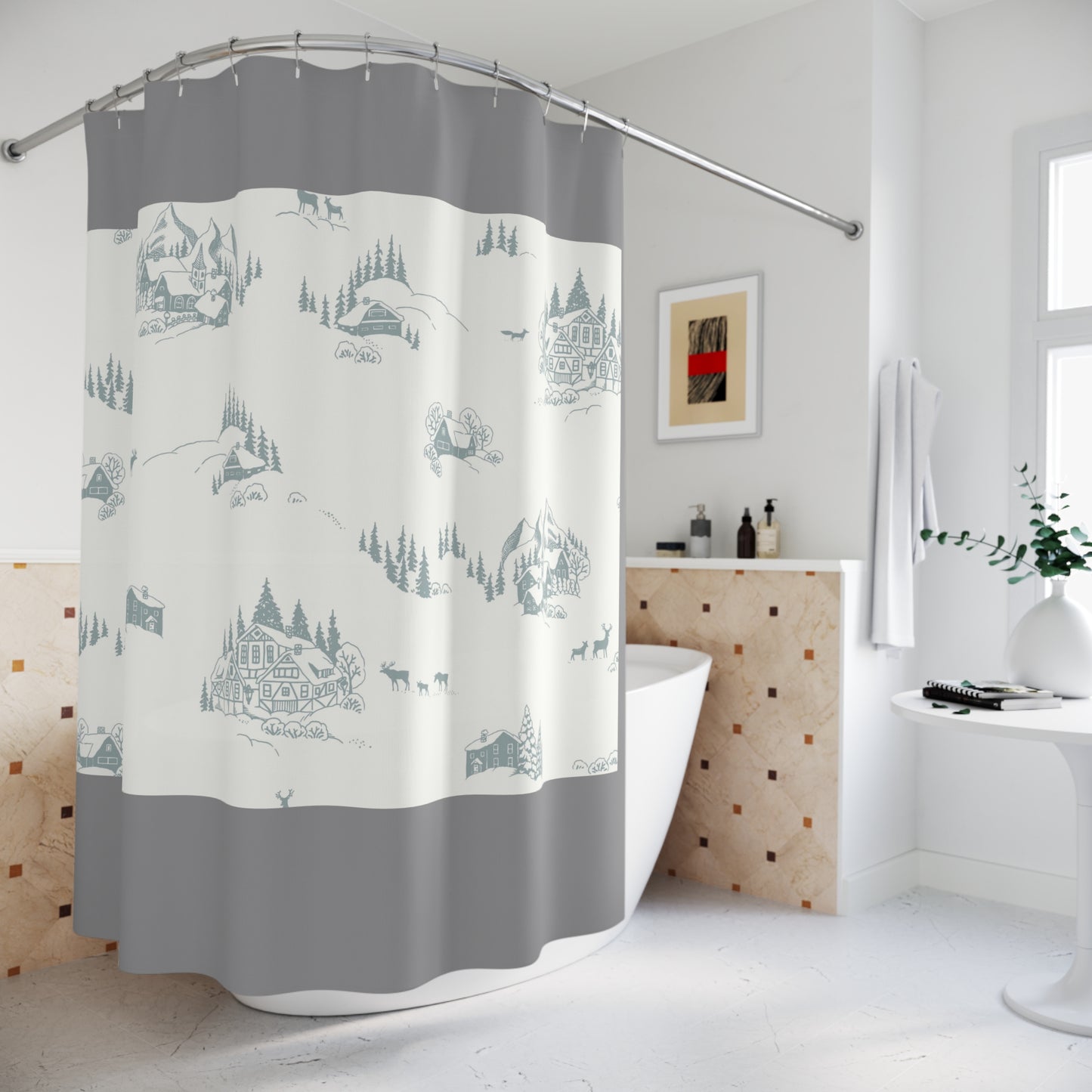 Rustic Charm Shower Curtain - Cozy Cabin Design for Nature Lovers