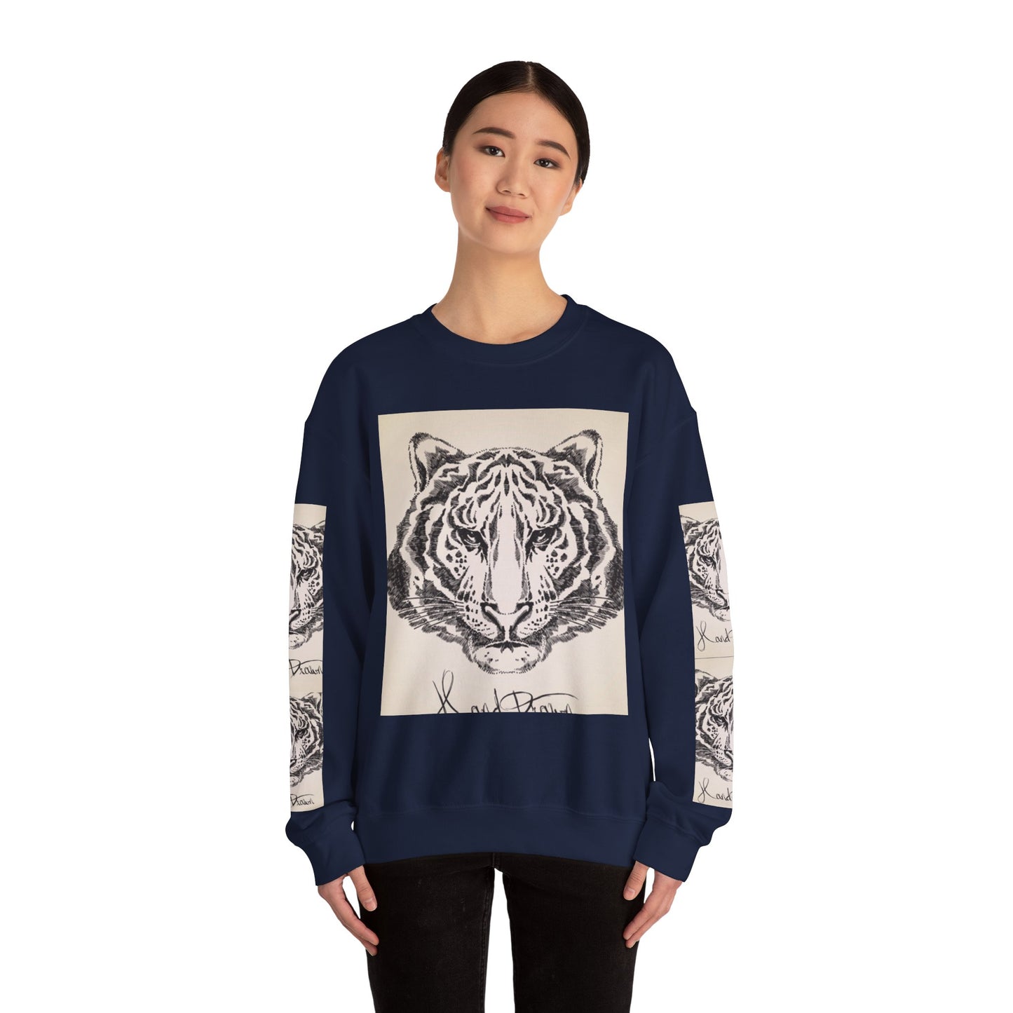 Artistic Tiger Print Crewneck Sweatshirt – Unisex Heavy Blend
