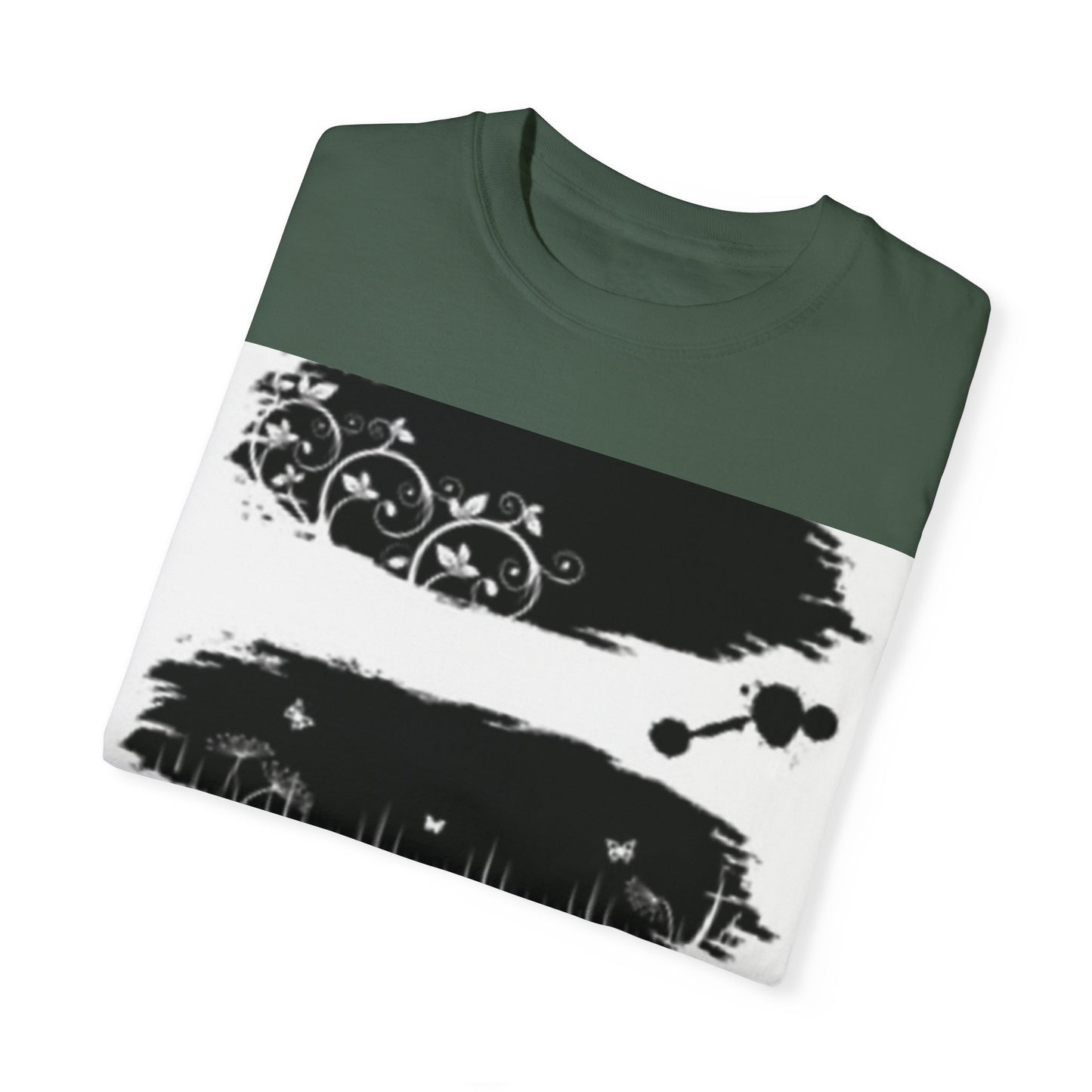 Artistic Unisex Garment-Dyed T-Shirt with Floral Design