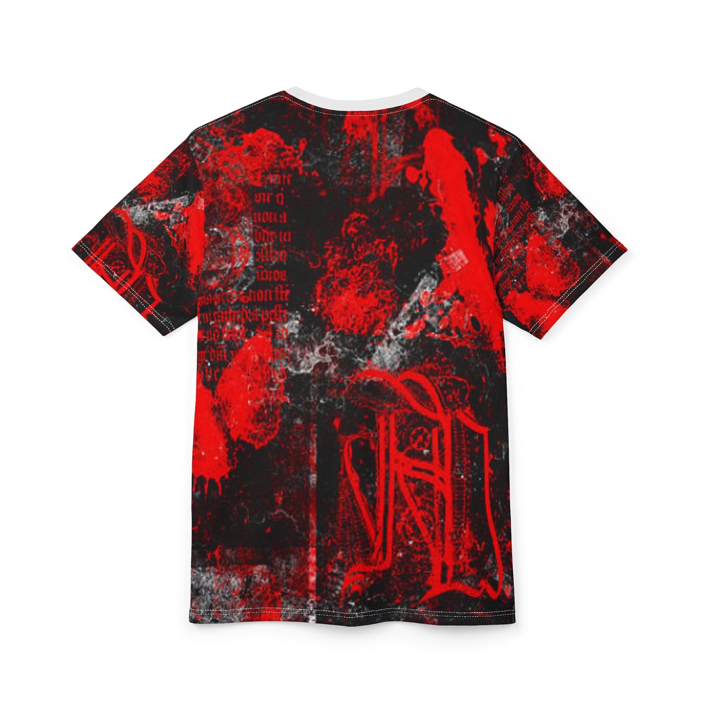 Bold Graphic Unisex Tee - Red Abstract Art with Text Design