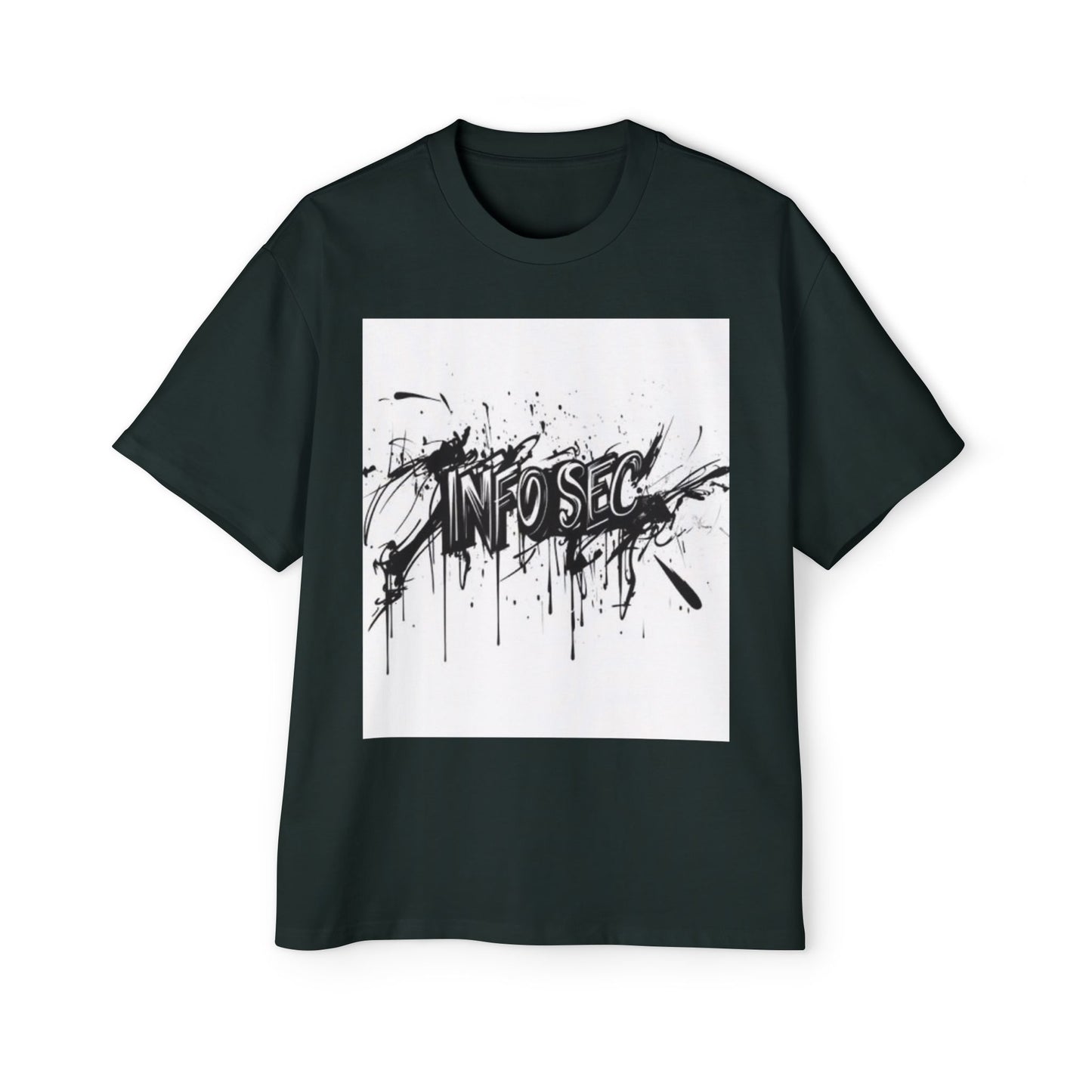 Men's Oversized Info Sec Tee - Urban Streetwear Graphic T-Shirt
