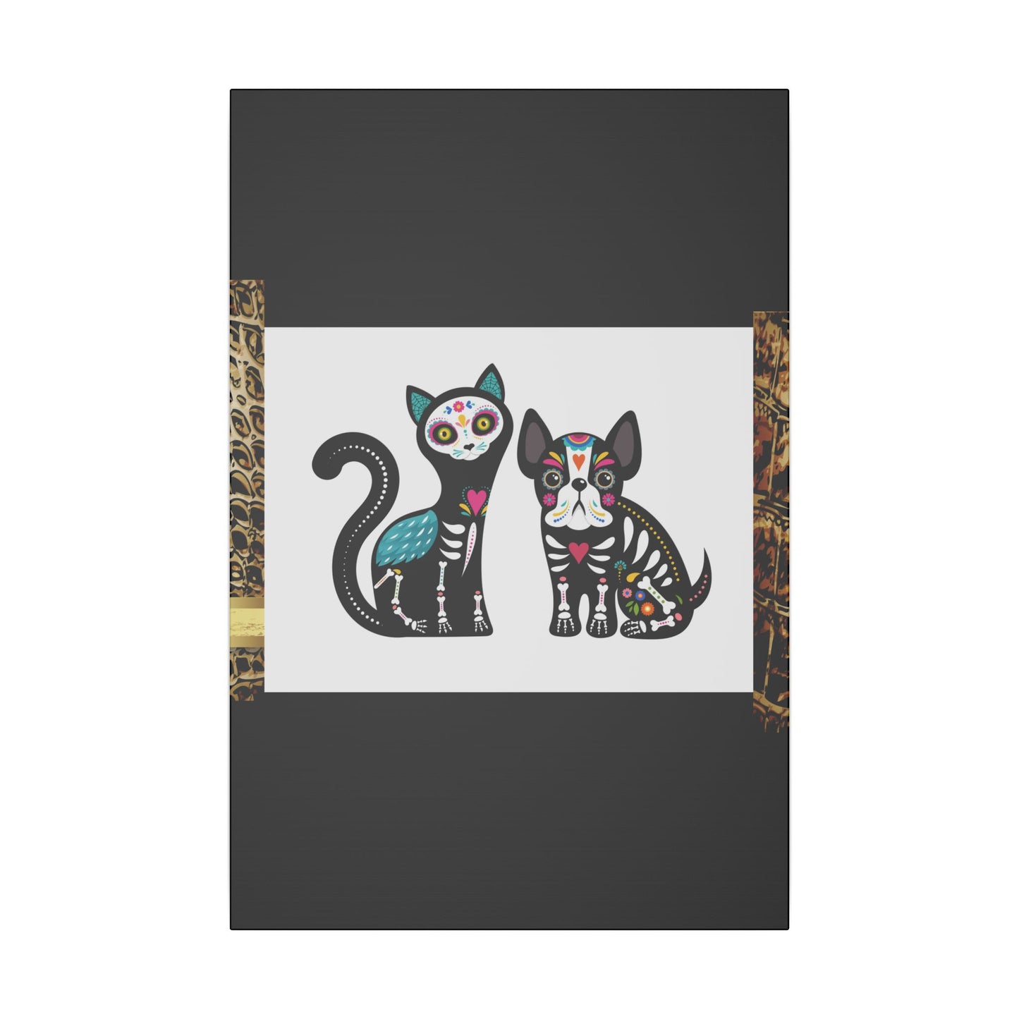 Day of the Dead Pet Canvas Art - Colorful Cat and Dog Wall Decor