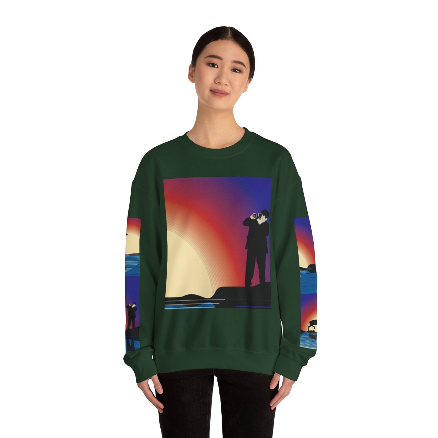 Vibrant Deer Sunset Unisex Crewneck Sweatshirt