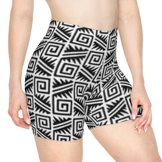 Trendy Women's Black and White Biker Shorts - Stylish Activewear for Fitness Enthusiasts