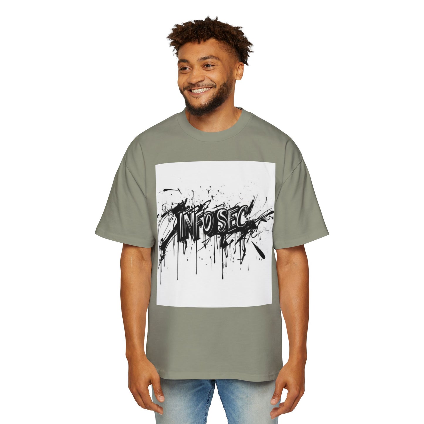 Men's Oversized Info Sec Tee - Urban Streetwear Graphic T-Shirt