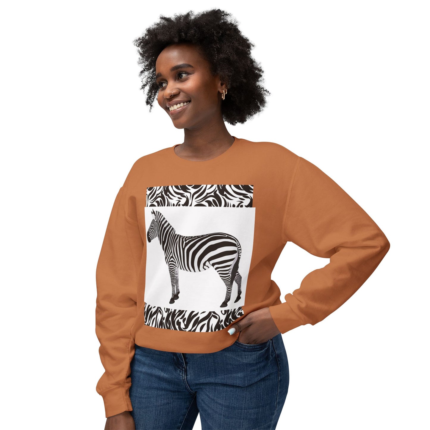 Zebra Print Unisex Lightweight Crewneck Sweatshirt - Chic & Stylish Casual Wear