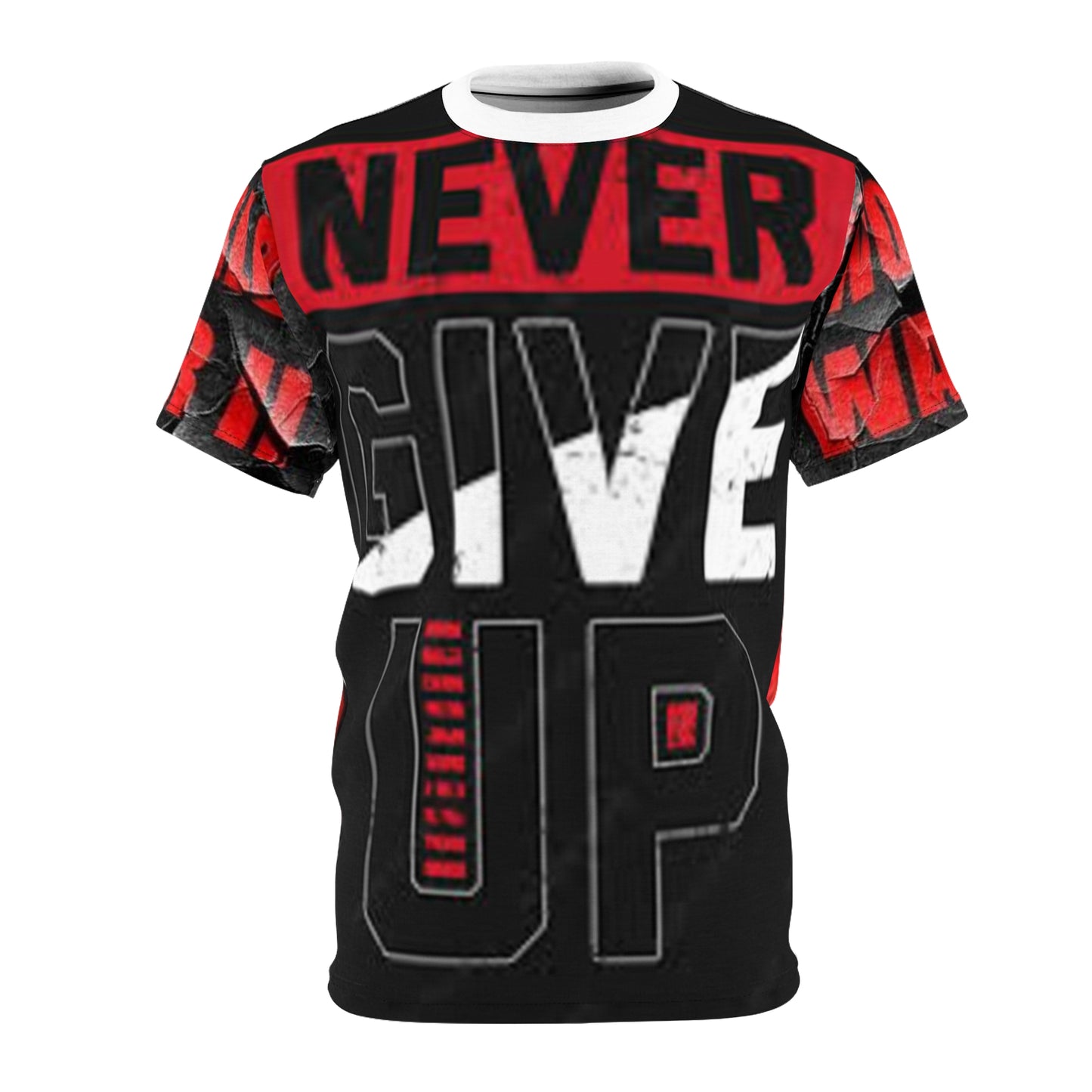 Motivational Unisex Cut & Sew Tee - "Never Give Up" Inspirational Shirt