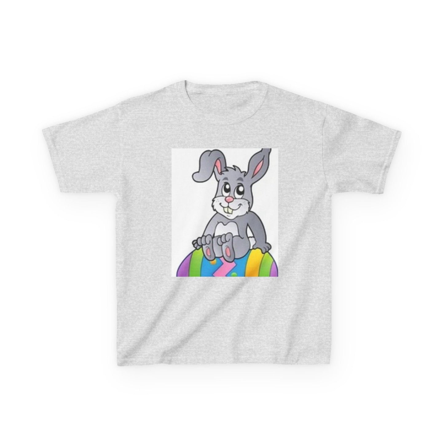 Colorful Bunny Kids Heavy Cotton Tee - Fun Spring T-Shirt for Easter Celebrations