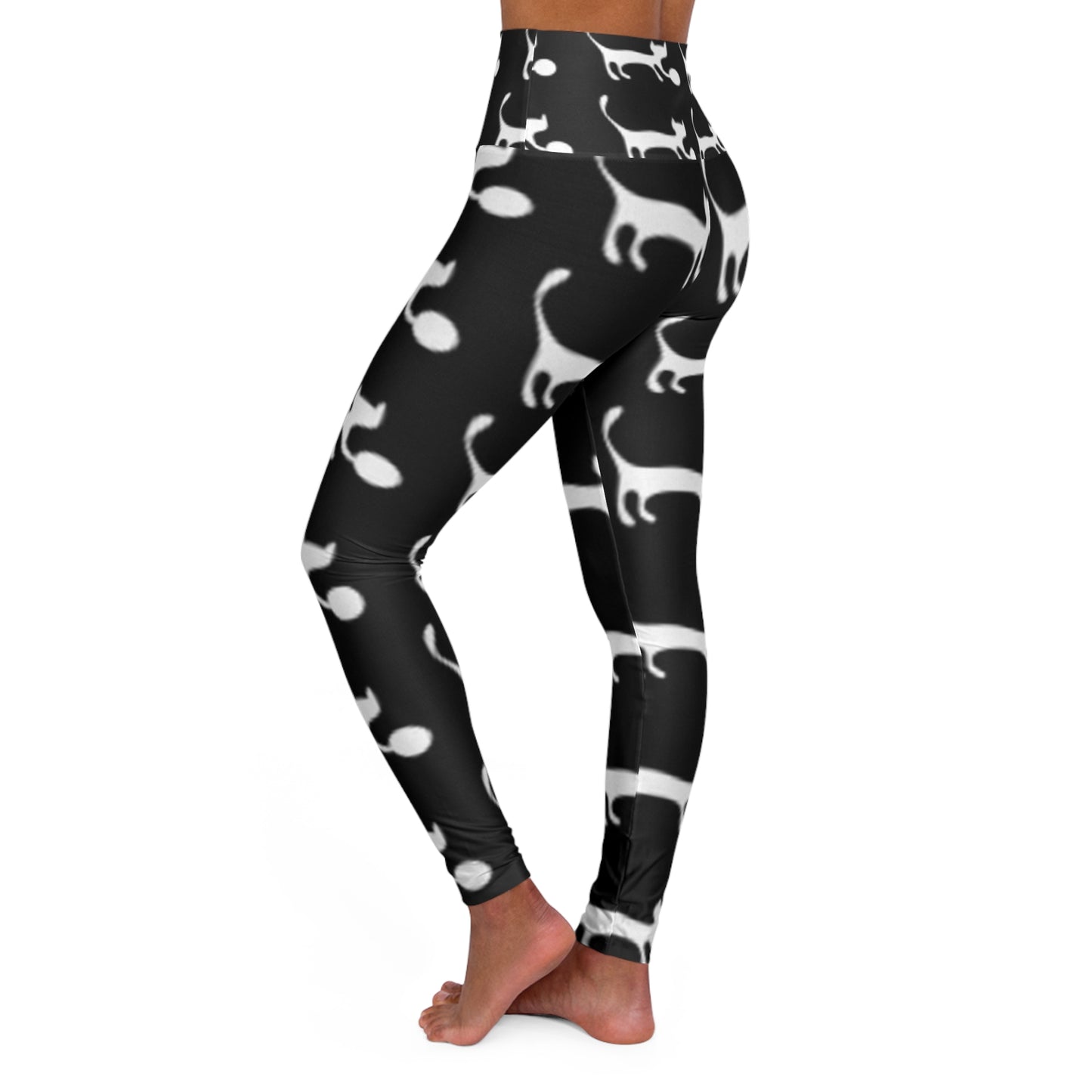Black Cat High Waisted Yoga Leggings for Pet Lovers