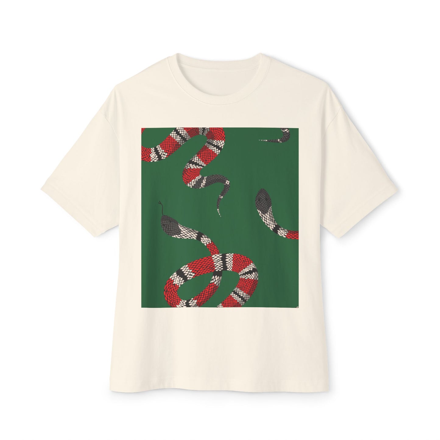 Wildlife Graphic Oversized T-Shirt - Snake & Owl Design