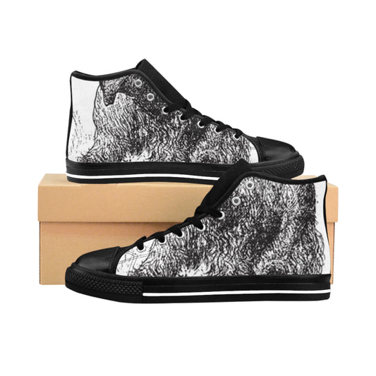 Artistic Men's Classic Sneakers - Unique Black and White High Tops