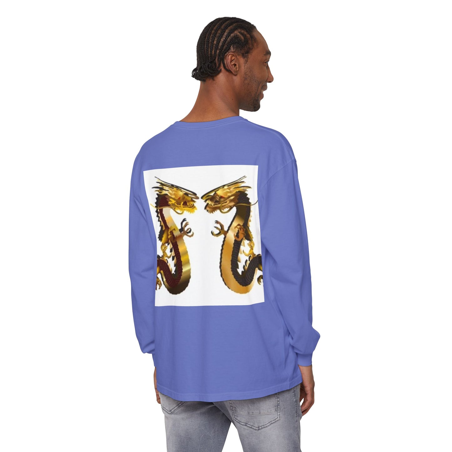 Dragon Duel Unisex Long Sleeve T-Shirt - Garment-Dyed Art Tee