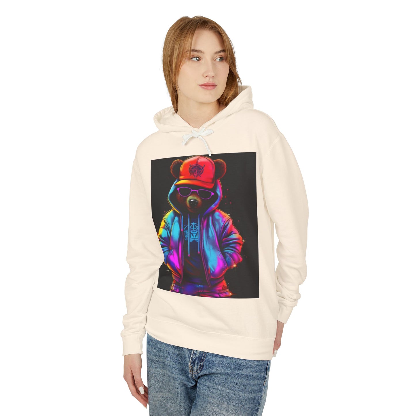 Urban Bear Graphic Hoodie - Unisex Lightweight Sweatshirt