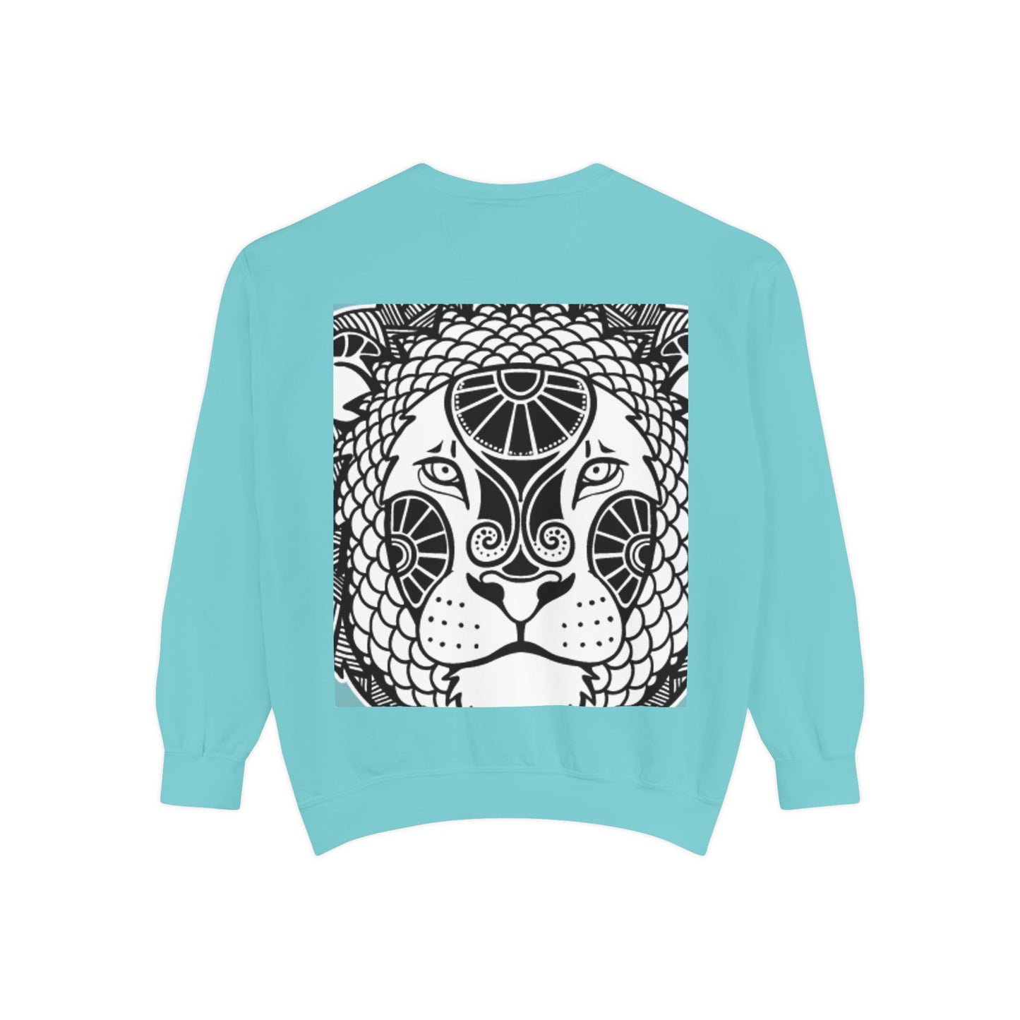 Bohemian Lion Unisex Garment-Dyed Sweatshirt - Cozy & Stylish Animal Graphic Tee for Nature Lovers