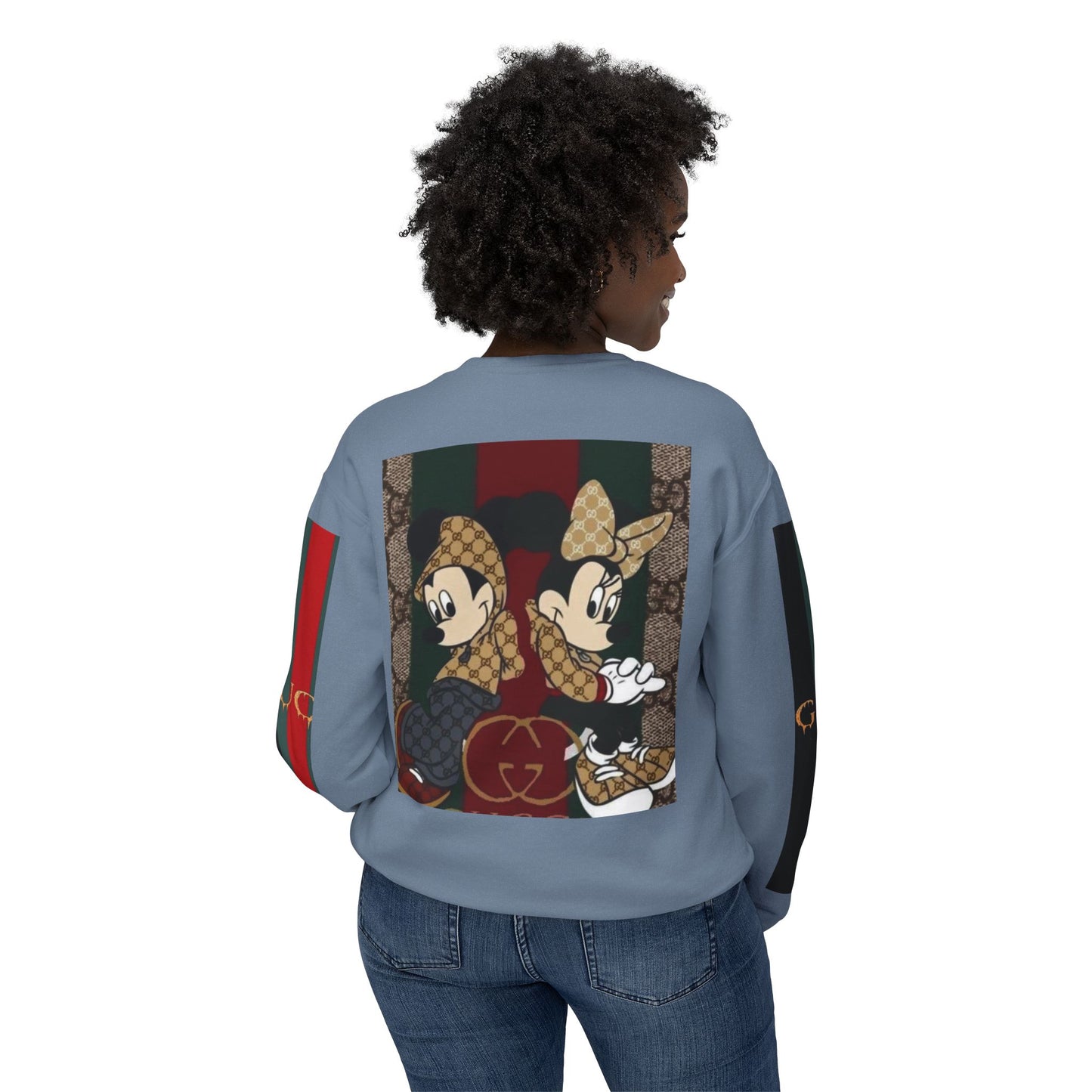 Gucci Inspired Unisex Crewneck Sweatshirt with Mickey & Minnie Design