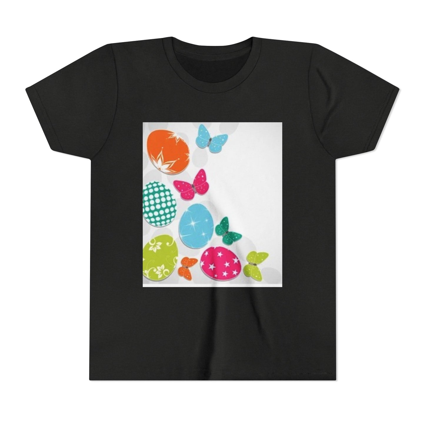 Colorful Butterfly and Egg Youth Tee - Perfect for Spring Celebrations