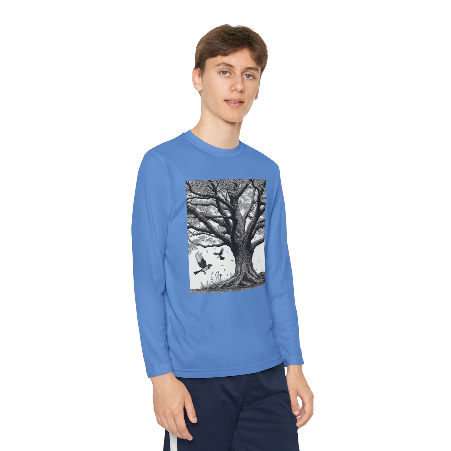 Youth Long Sleeve Tree Graphic Tee - Nature Inspired Design