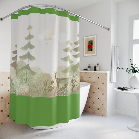 Whimsical Forest Adventure Shower Curtain – Nature-Inspired Bathroom Décor