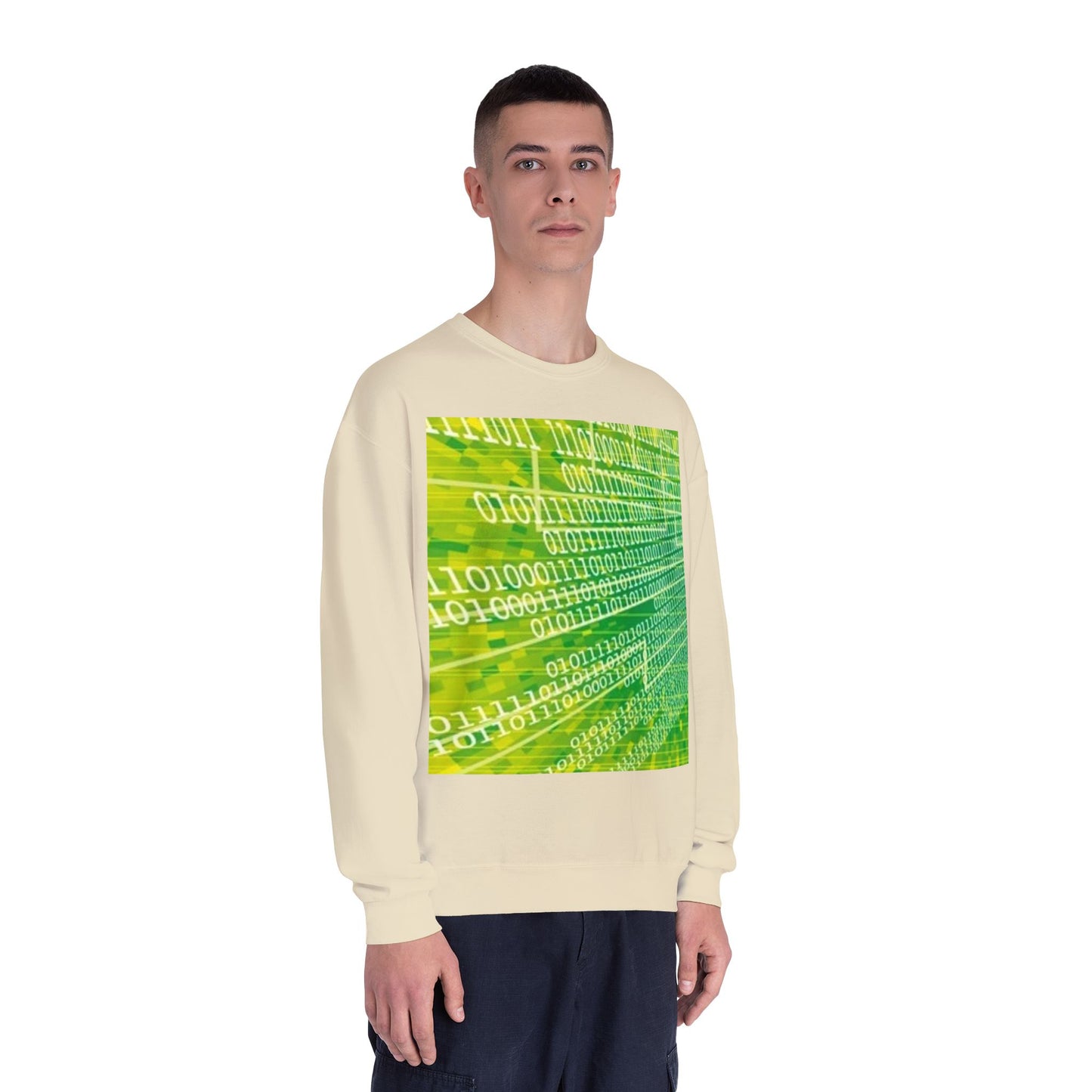 Binary Code Inspired Unisex Crewneck Sweatshirt - Tech Vibe for Cyber Enthusiasts