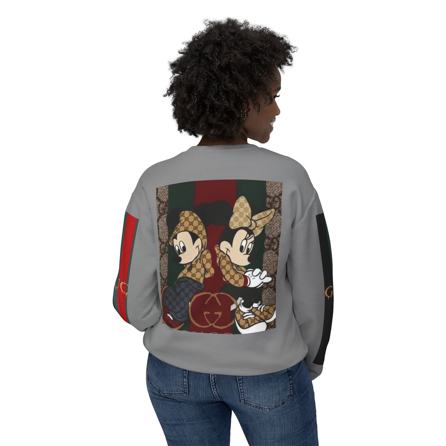 Gucci Inspired Unisex Crewneck Sweatshirt with Mickey & Minnie Design