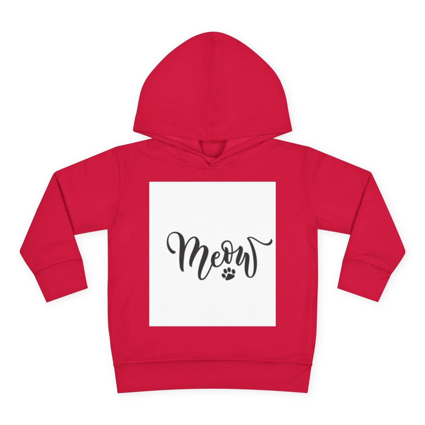 Cute Toddler Pullover Fleece Hoodie - 'Meow' Cat Design