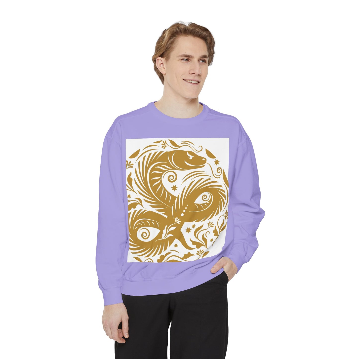 Cultural Vibe Unisex Garment-Dyed Sweatshirt - Tribal Mask & Animal Design