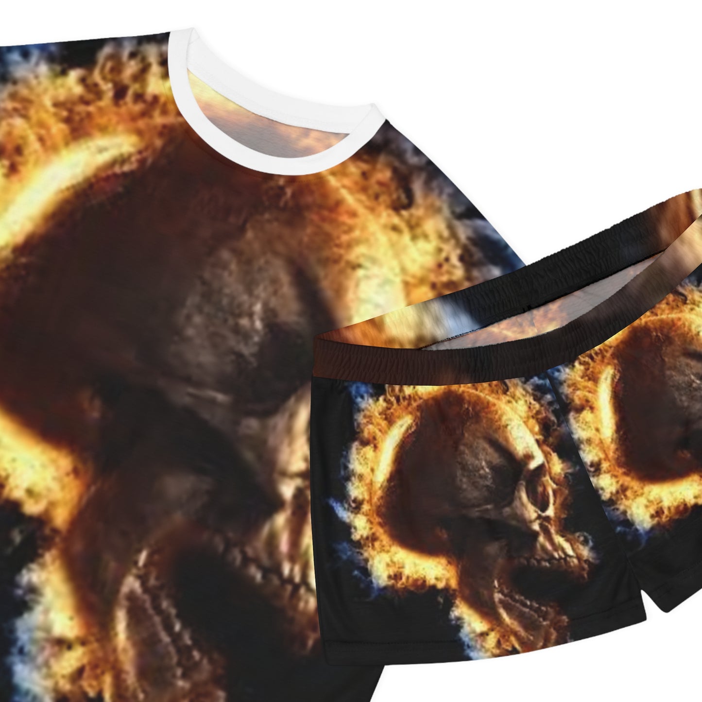 Women's Skull Fire Short Pajama Set - Comfortable Sleepwear