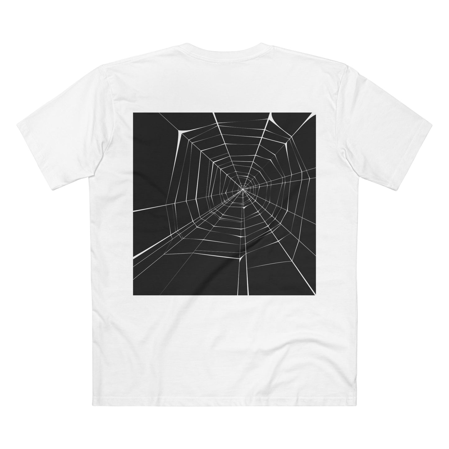 Geometric Deer & Spider Web Adult Staple Tee - Nature-Inspired Graphic T-Shirt for Outdoor Enthusiasts