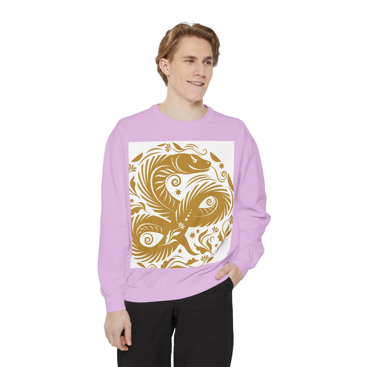 Cultural Vibe Unisex Garment-Dyed Sweatshirt - Tribal Mask & Animal Design