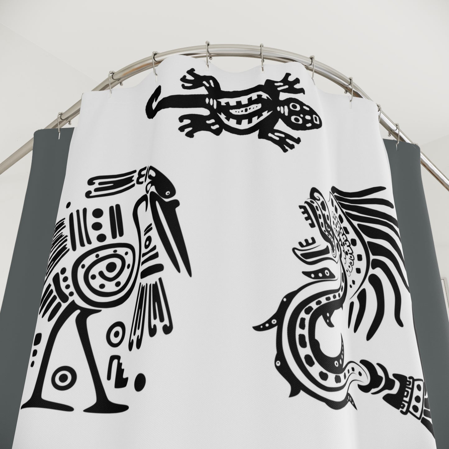 Artistic Tribal Shower Curtain - Unique Black and White Design