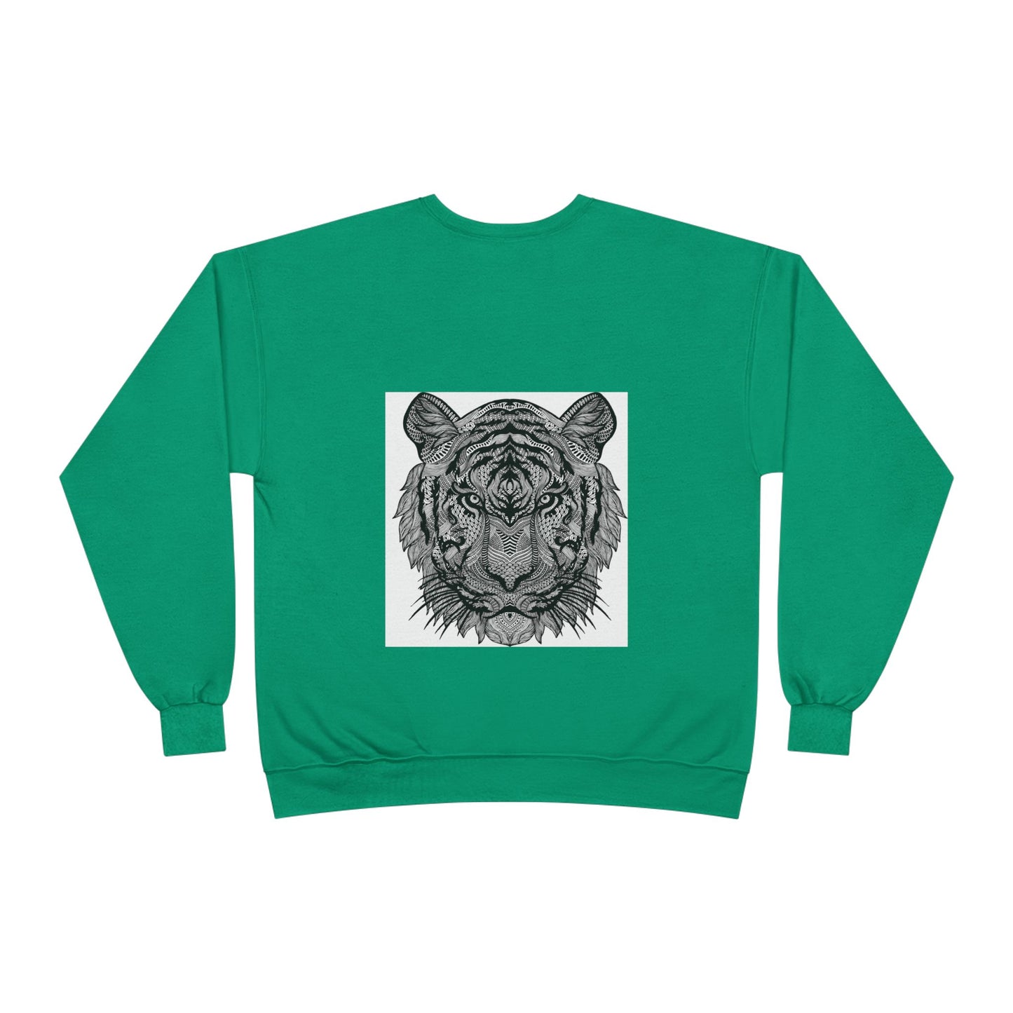 Unisex EcoSmart Tiger Graphic Crewneck Sweatshirt - Bold Black & White Design